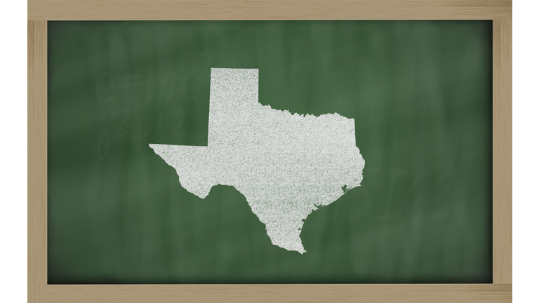 outline map of texas on blackboard
