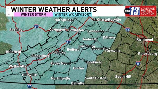 Winter Weather Advisory Issued for Roanoke and Lynchburg Areas for Tuesday