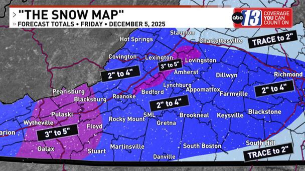 2" to 4" of Snow Expected Overnight & Friday for Roanoke/Lynchburg Areas