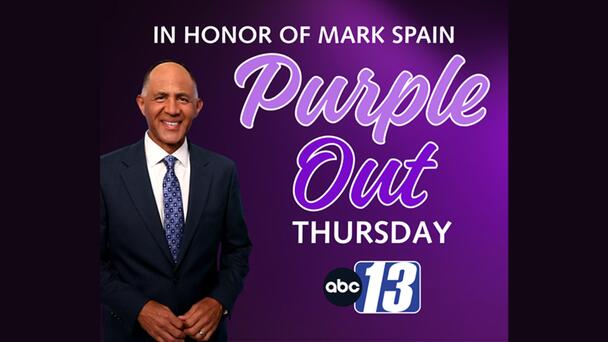 "Purple Out" Today in Remembrance of ABC 13 Anchor Mark Spain