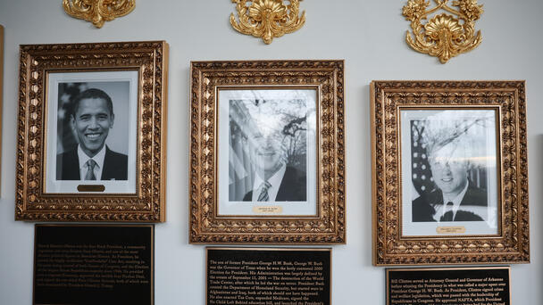 Trump Hangs White House Plaques Mocking 'Hussein' Obama, 'Sleepy Joe Biden'