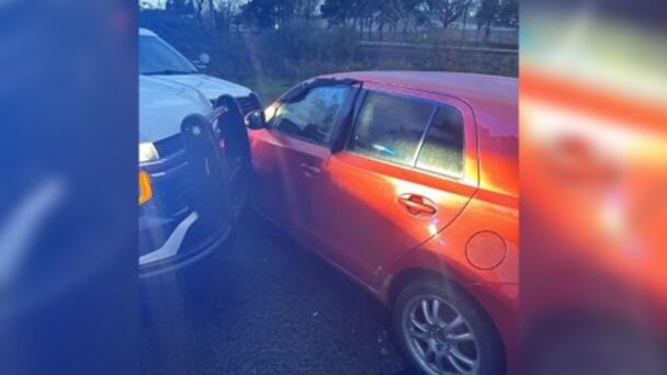 Driver Rams Patrol Cars