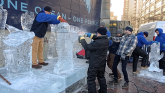 New England Aquarium Honors The Nurse Shark With A New Year's Ice Sculpture