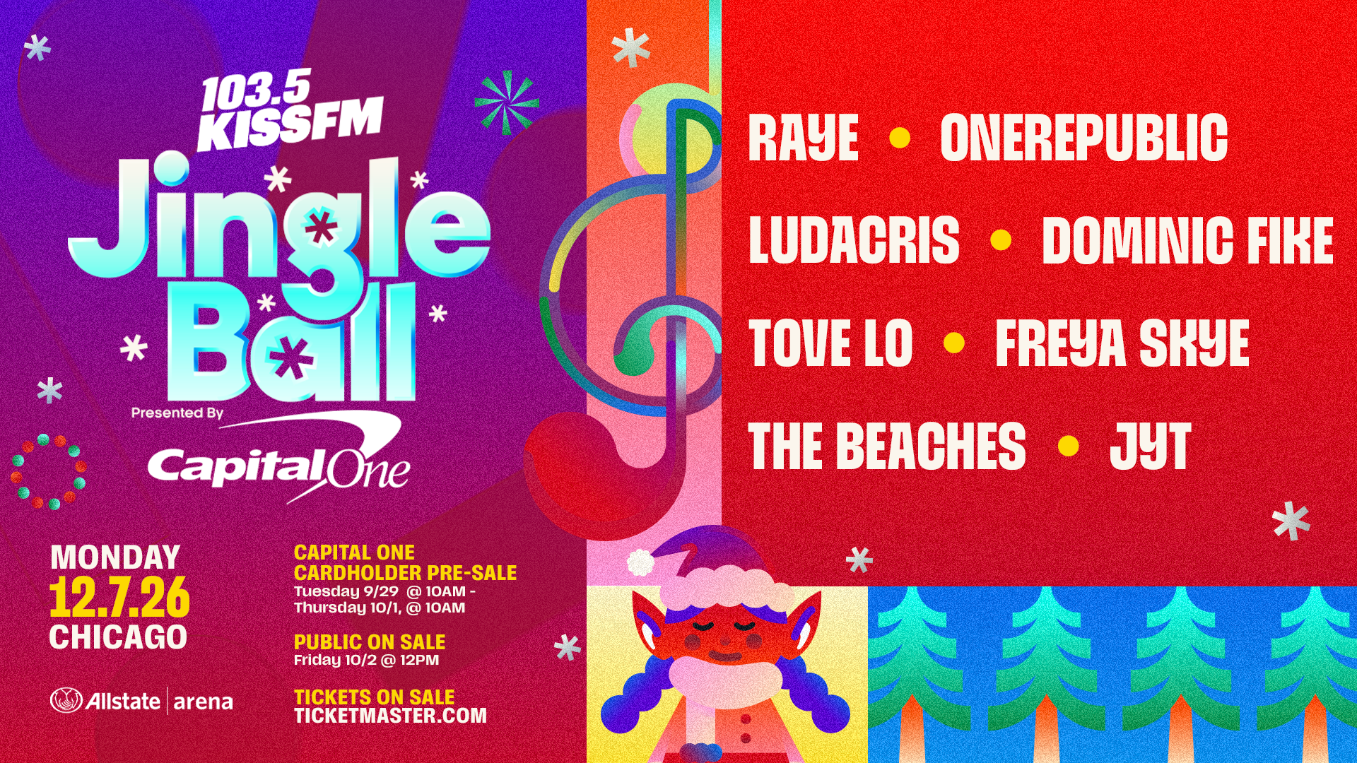 103.5 KISSFM's Jingle Ball returns Monday, December 7th at Allstate Arena!
