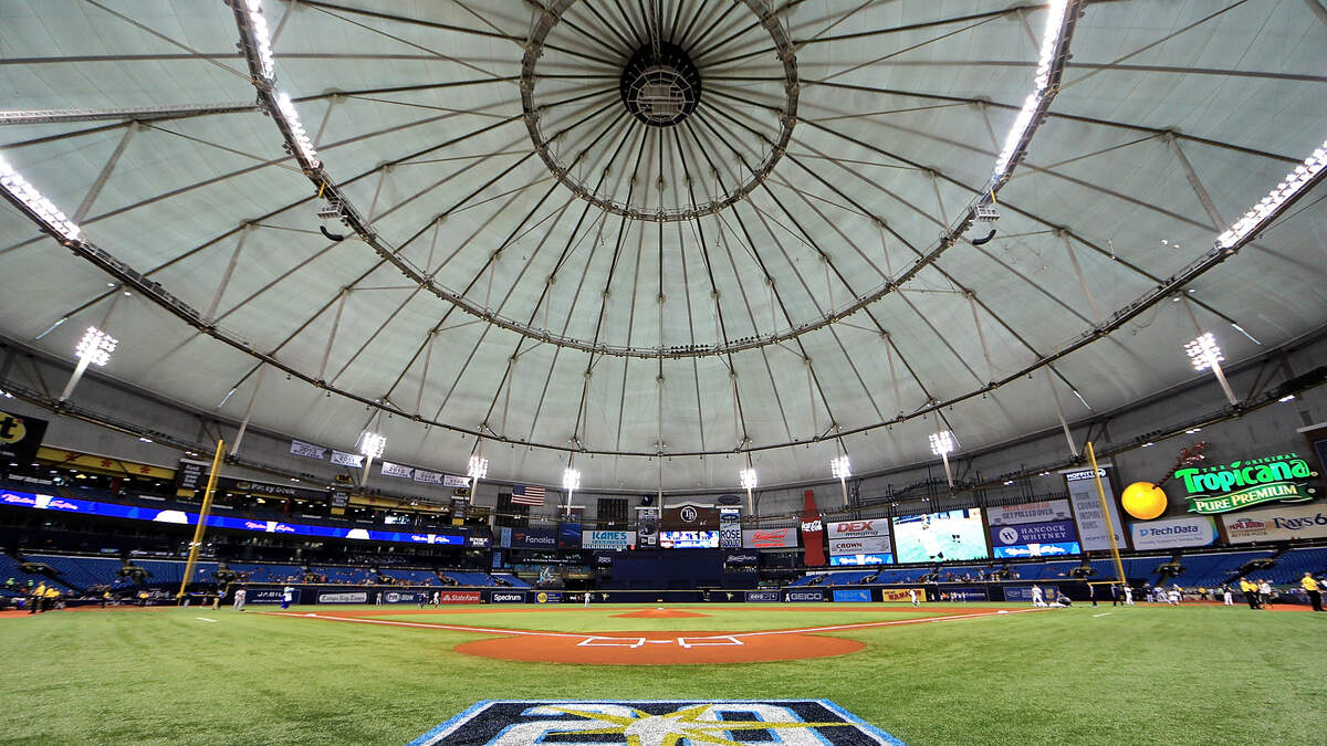 The view from the center field party deck at Tropicana Field in