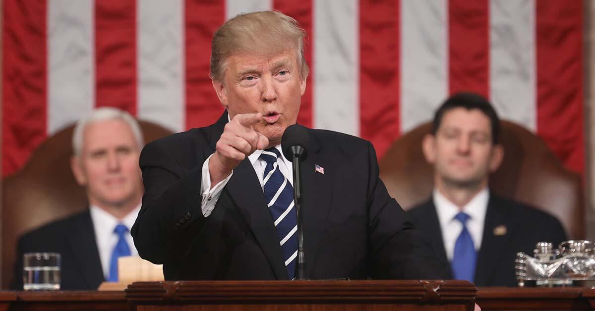 President Trump during his 2017 joint session of Congress address.