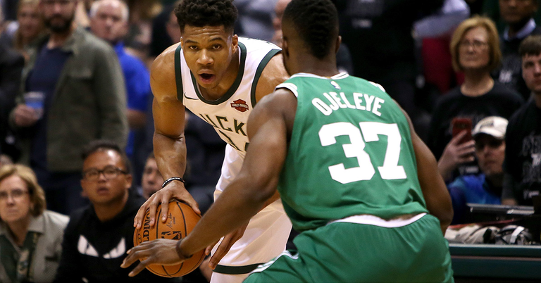 giannis antetokounmpo semi ojeleye boston celtics milwaukee bucks nba