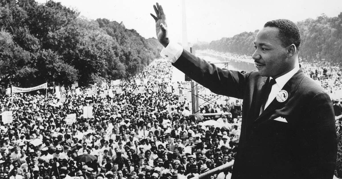 Dr. King addresses crowds during the March on Washington.