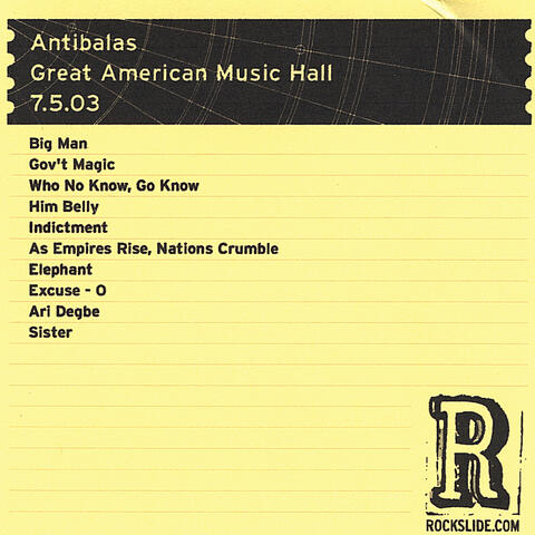 Great American Music Hall - San Francisco, CA - 7.5.03