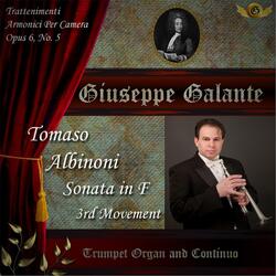 Tomaso Albinoni: Trattenimenti Armonici Per Camera, Sonata in F Major for Trumpet, Organ and Continuo, Op. 6, No. 5: III. Adagio