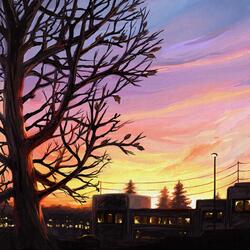 The Sun Sets over Orchards, Washington