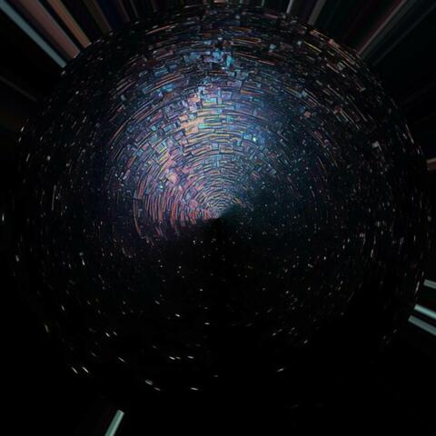 entering a psychedelic halloween door