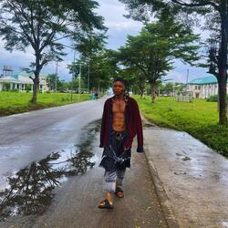 walking alone in the rain