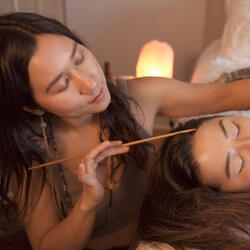 Lighting A Candle, Preparing And Smudging Cedar