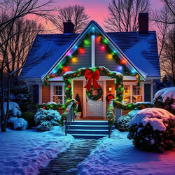 Snow on the Christmas Trees of Light