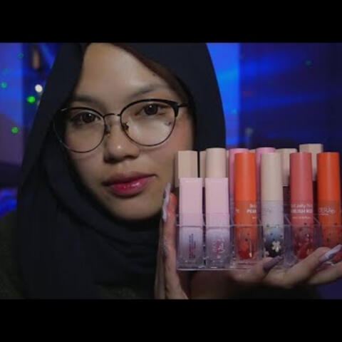 ASMR Lipstick Swatches & Application ( Tapping, Mouth Sounds, Whispering ) Lipstick Rummage