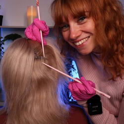 Using A Massaging Tool On Your Scalp & Whispering
