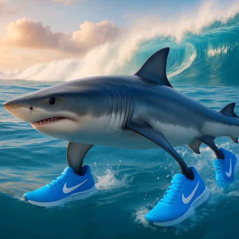 shark with blue shoes