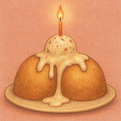 Candles Cake and Ice Cream Folk