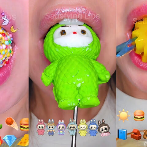 ASMR Satisfying Eating Emoji Food Challenge