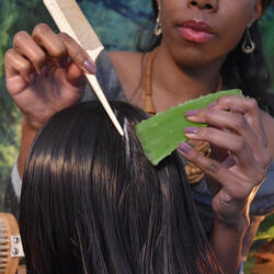 Rubbing A Paper Pouch With Herbs On Your Scalp