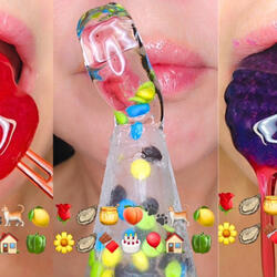 ASMR Satisfying Eating Emoji Food Challenge Wax Candy Fondant Gummy Balls