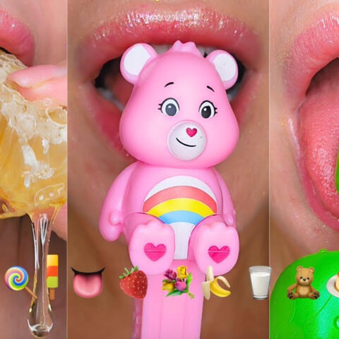 ASMR Satisfying Eating Emoji Food Challenge Marshmallow Fruit Honeycomb