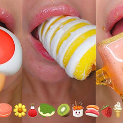 ASMR Satisfying Eating Emoji Food Challenge Frozen Honey Mochi