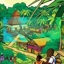 Gathering Around the Village Fire