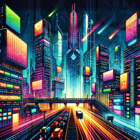 Dancing Shadows in Neon Twilight