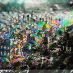 cityscape sketches in a lofi haze