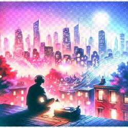 Skyscraper Silhouettes Swaying to the Rhythm of Raindrops