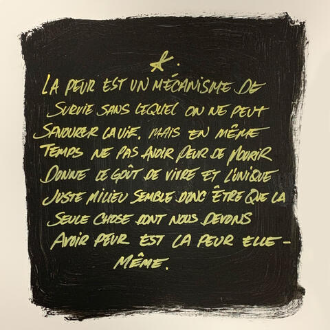 L'unique juste milieu semble être que la seule chose dont nous devons avoir peur est la peur elle-même