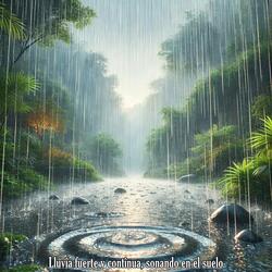 Paz en la tormenta, lluvia incesante sobre el suelo