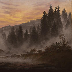 the fog slowly dissipates
