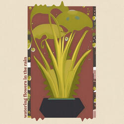 watering flowers in the rain