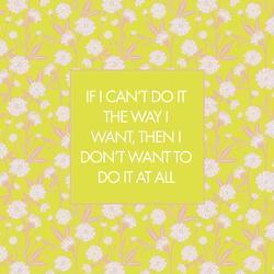 If I Can't Do It The Way I Want, Then I Don't Want To Do It At All