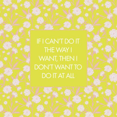 If I Can't Do It The Way I Want, Then I Don't Want To Do It At All