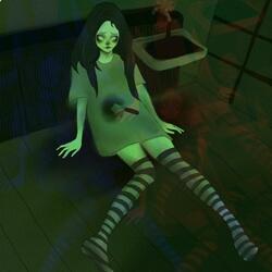 white corpse on the bathroom floor