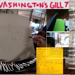 tracking sound matrix personifying the automatic painting supercomputer says name is Barg while painting Molly's portrait of her writing