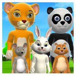 Five Little Animals Jumping on the Bed
