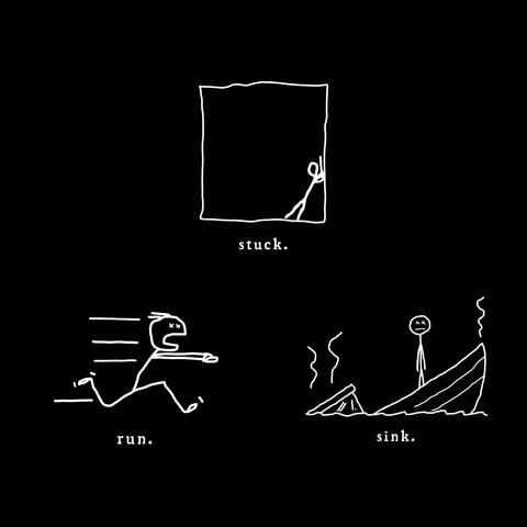 stuck. run. sink.