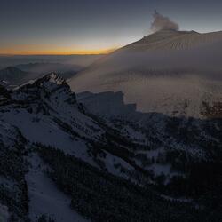 Sunset over rocky mountains