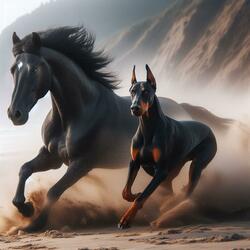 The horse and dog
