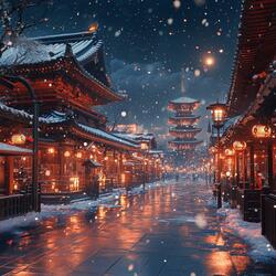 Snowflakes over Senso-ji