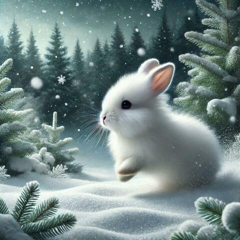rabbit towards the fir trees