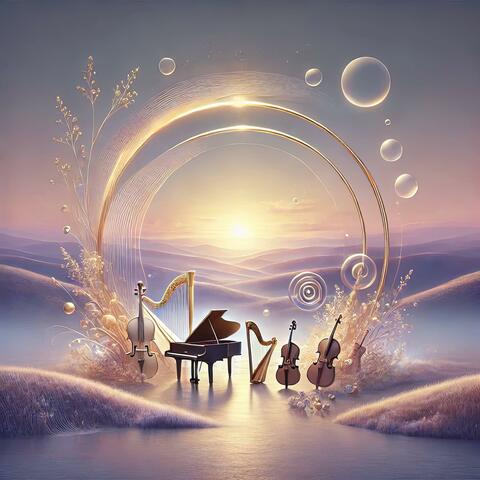 Light orchestral music with piano first
