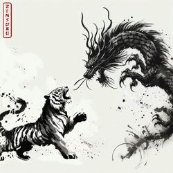 Tiger Challenging Dragon