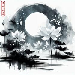 White Lotus Blossoms in Moonlight