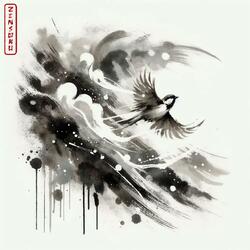 Noble Sparrow Flies Through Heavy Storm